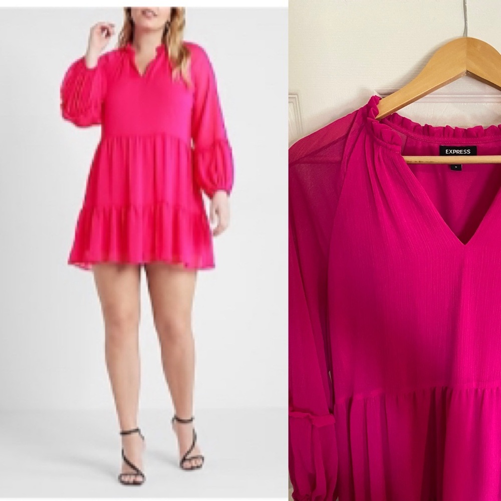 Express Solid Tiered Trapeze Dress